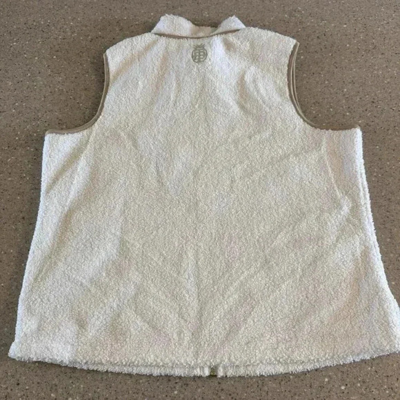 Tommy Bahama Sherpa Vest Womens XL Faux Suede Trim Coconut Cream - Picture 4 of 6